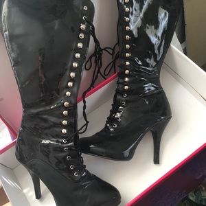 Funtasma tall PVC black stiletto boots